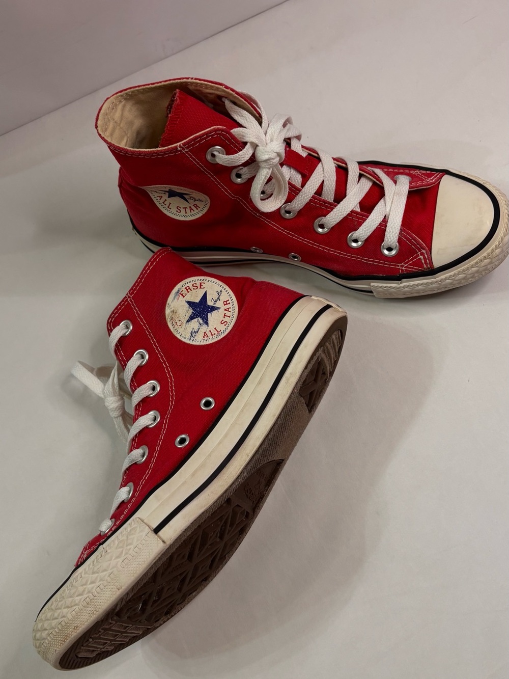 Converse High Top Canvas Sneakers in Red and White - Picture 7 of 10